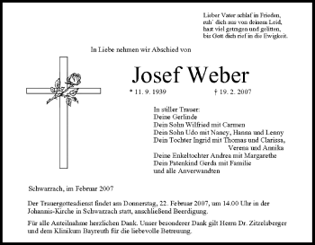 Anzeige von Josef Weber von MGO