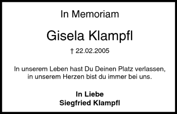 Anzeige von Gisela Klampfl von MGO