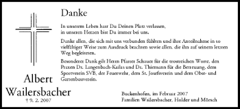 Anzeige von Albert Wailersbach von MGO