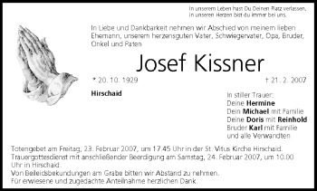 Anzeige von Josef Kissner von MGO