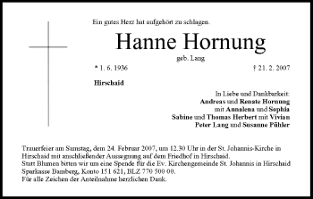 Anzeige von Hanne Hornung von MGO