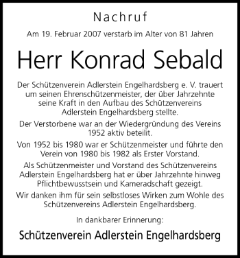 Anzeige von Konrad Sebald von MGO