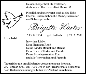 Anzeige von Brigitte Härter von MGO