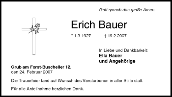 Anzeige von Erich Bauer von MGO