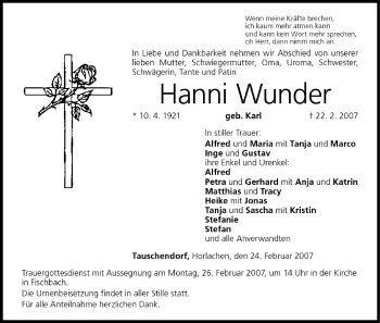 Anzeige von Hanni Wunder von MGO