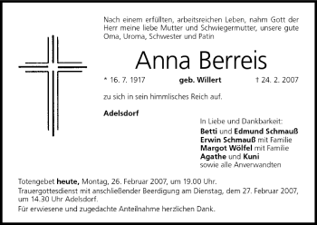 Anzeige von Anna Berreis von MGO