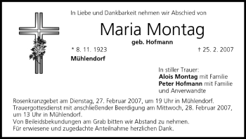 Anzeige von Maria Montag von MGO