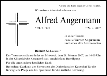 Anzeige von Alfred Angermann von MGO