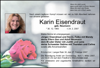 Anzeige von Karin Eisendraut von MGO