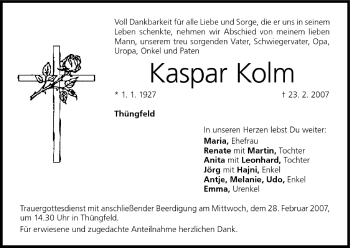 Anzeige von Kaspar Kolm von MGO