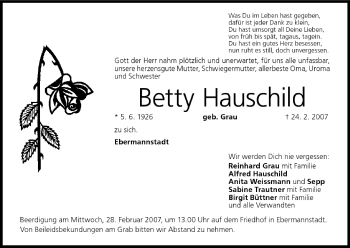 Anzeige von Betty Hauschild von MGO
