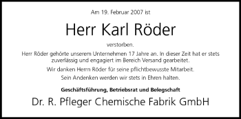 Anzeige von Karl Räder von MGO