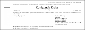Anzeige von Kunigunda Krebs von MGO