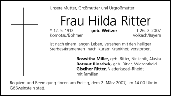 Anzeige von Hilda Ritter von MGO