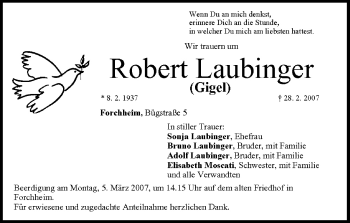 Anzeige von Robert Laubinger von MGO