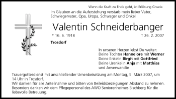 Anzeige von Valentin Schneiderbanger von MGO