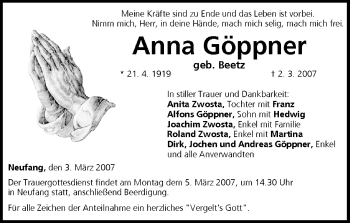 Anzeige von Anna Göppner von MGO
