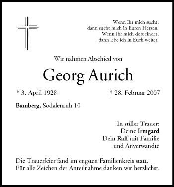 Anzeige von Georg Aurich von MGO