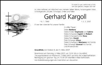 Anzeige von Gerhard Kargoll von MGO