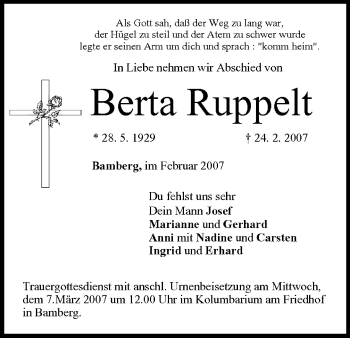Anzeige von Berta Ruppelt von MGO