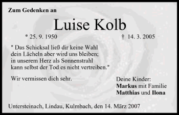 Anzeige von Luise Kolb von MGO