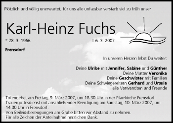 Anzeige von Karl Heinz Fuchs von MGO