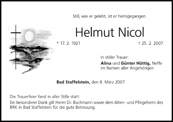 Anzeige von Helmut Nicol von MGO