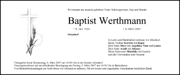 Anzeige von Baptist Werthmann von MGO