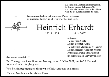 Anzeige von Heinrich Erhardt von MGO