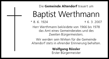 Anzeige von Baptist Werthmann von MGO