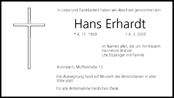 Anzeige von Hans Erhardt von MGO