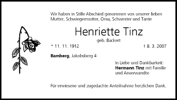 Anzeige von Henriette Tinz von MGO