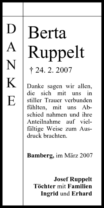 Anzeige von Berta Ruppelt von MGO