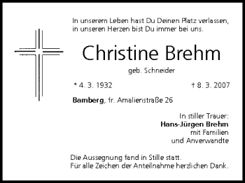 Anzeige von Christine Brehm von MGO