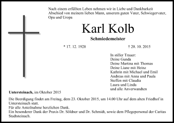 Anzeige von Karl Kolb von MGO