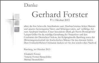 Anzeige von Gerhard Forster von MGO