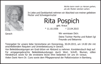 Anzeige von Rita Pospich von MGO