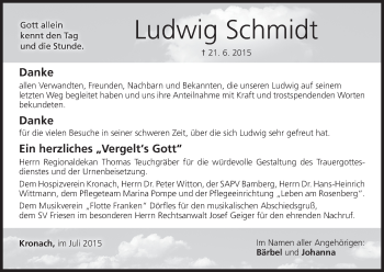 Anzeige von Ludwig Schmidt von MGO