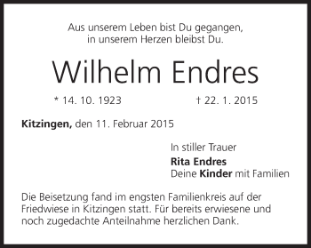 Anzeige von Wilhelm Endres von MGO