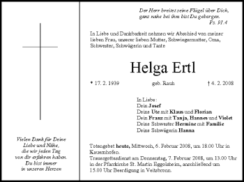 Anzeige von Helga Ertl von MGO