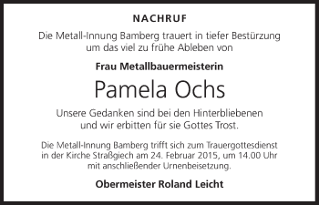 Anzeige von Pamela Ochs von MGO