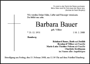 Anzeige von Barbara Bauer von MGO