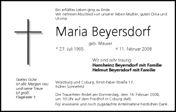 Anzeige von Maria Beyersdorf von MGO