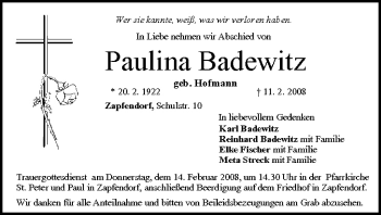 Anzeige von Paulina Badewitz von MGO