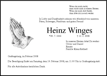 Anzeige von Heinz Winges von MGO