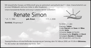 Anzeige von Renate Simon von MGO