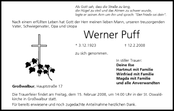 Anzeige von Werner Puff von MGO