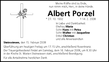 Anzeige von Albert Porzel von MGO