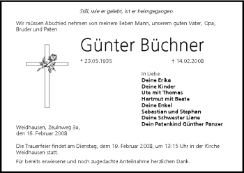 Anzeige von Günter Büchner von MGO