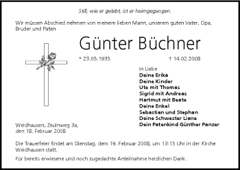 Anzeige von Günter Büchner von MGO